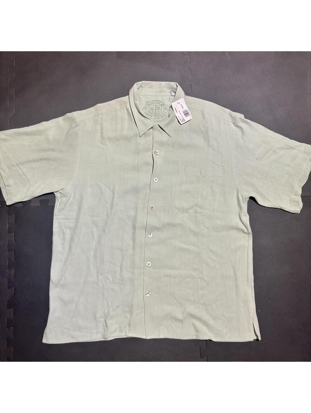 Pusser's Shirt Button Down Polo 100% Silk Mens Green NWT Vintage Size Mens Large